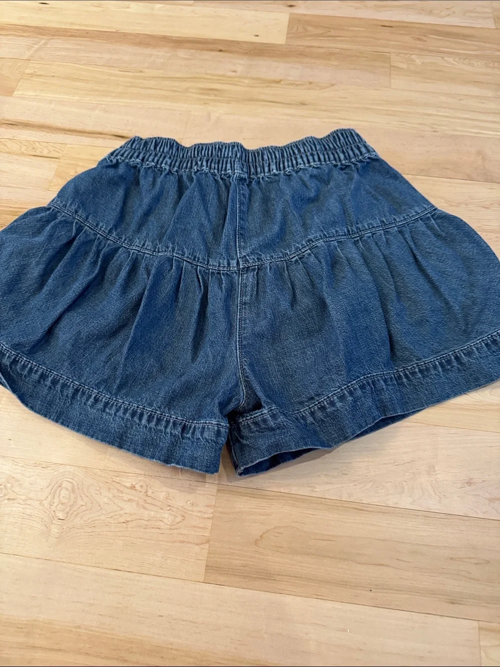 Free People Fleur denim shorts-Tiered-100% Cotton-Dark Wash-Boho-XS
